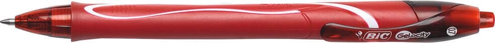 Gelschreiber BIC Gel-ocity Quick dry 950442/949873/949874, ca. 0,3mm, Druckmechanik, gummierter Schaft,
Schaftfarbe = Schreibfarbe, rot