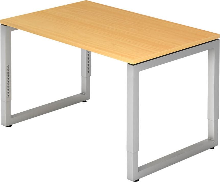 Schreibtisch Hammerbacher RS12, 120x80cm (BxT), 65-85cm Höhe, rechteckig,
O-Fußgestell eckig, buche