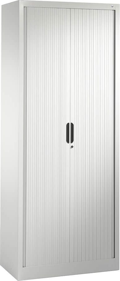Aktenschrank CP Omnispace 3201-00, 80x198x42cm (BxHxT), 2 Querrollläden,
4 Fachböden, 5 Ordnerhöhen, hellgrau