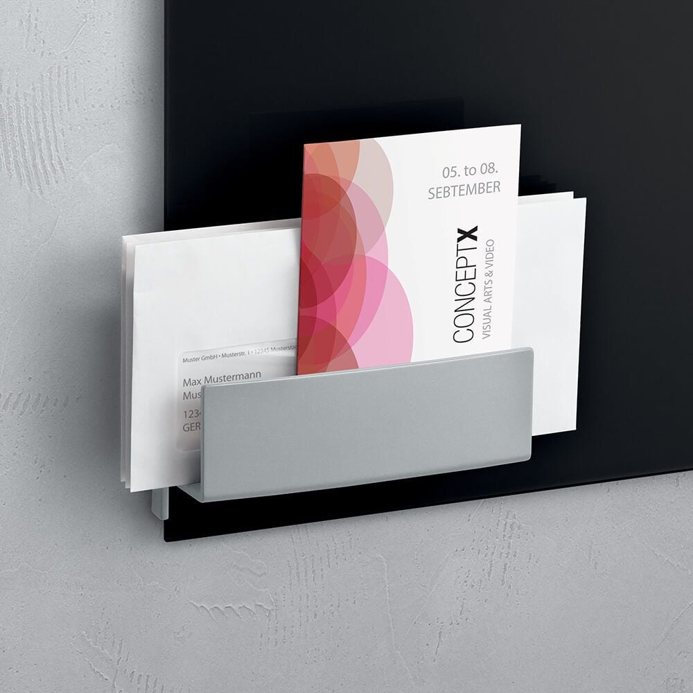 Glasboard-Ablagefach Sigel GL803, 160x54x43mm, Kunststoff, mit magnetischem Clip, anthrazit, anthrazit