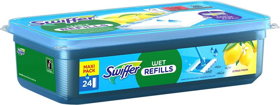Bodenwischtücher Swiffer Wet Refills, für Swiffer Bodenwischer, 24 Tücher,
Zitronenduft