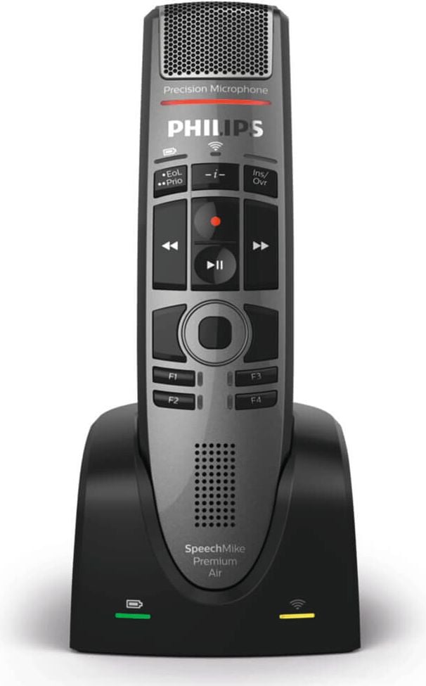 Diktiermikrofon Philips SpeechMike Premium Air SMP4000/00, kabellos, drahtlose Aufzeichnung,
Rauschunterdrückung, entkoppeltes Mikrofon,
Touch-Sensor, schwarz