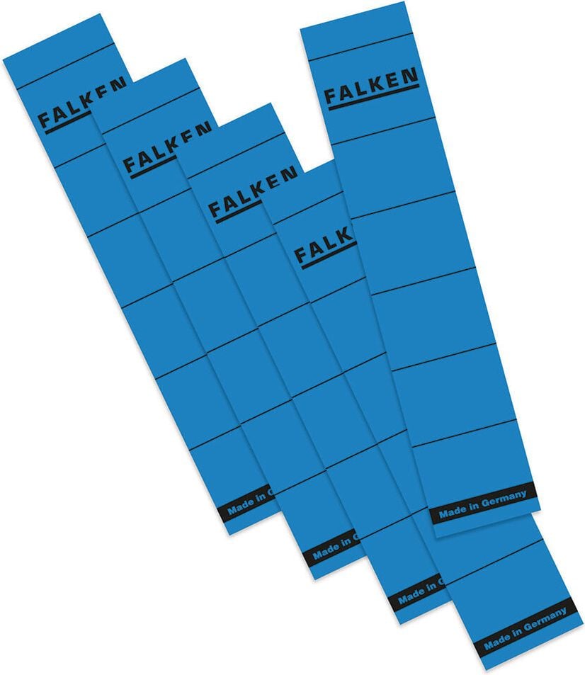 Rückenschilder Falken, schmal/kurz, blau, selbstklebend, Pack 10
Stück