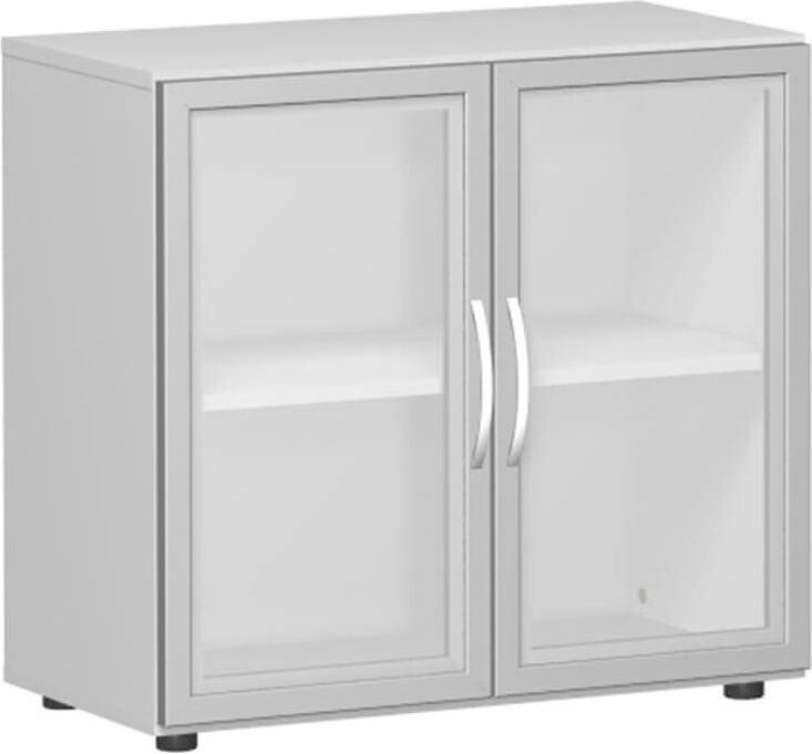 Aktenschrank Geramöbel Flex S-382800, 80x75,2x42cm (BxHxT), 2 Flügeltüren, 1
Fachboden, 2 Ordnerhöhen, Bogengriff, hellgrau