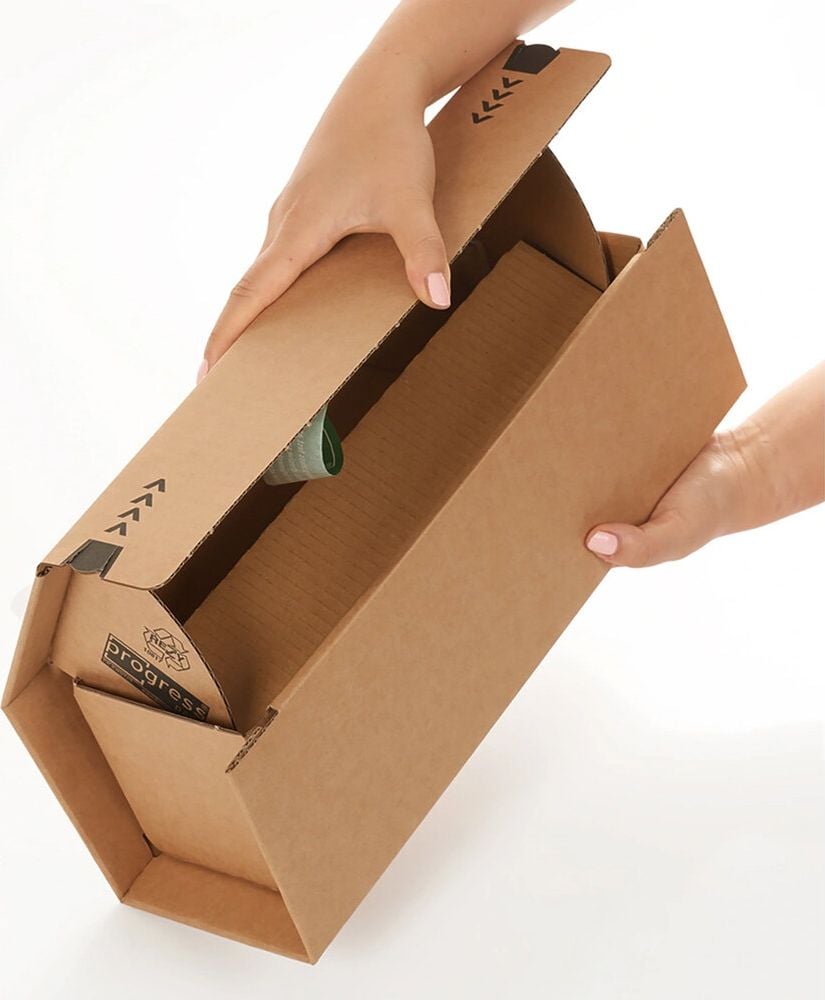 Flaschenverpackung KPG784PAT0BR1, für 1 Flasche, Innenmaß: 316x112mm (LxB), postgeprüft, braun, Pack 10 Stück