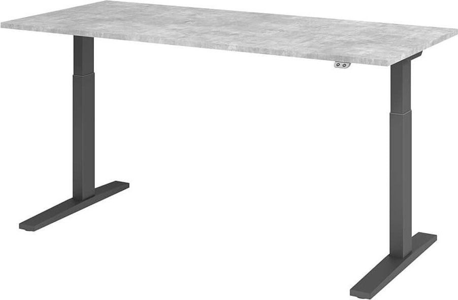 Hubschreibtisch Hammerbacher XMKA19, 180x80cm (BxT), 70-120cm Höhe, elektrisch
höhenverstellbar, rechteckig, C-Fuß graphit, beton