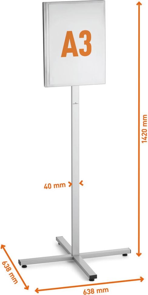 Infoständer Durable A3 INFO STAND OUTDOOR 502957, für DIN A3 hoch+quer, magnetische Plakattasche (IPX5 Norm geprüft), Fußkreuz, anthrazit/grau