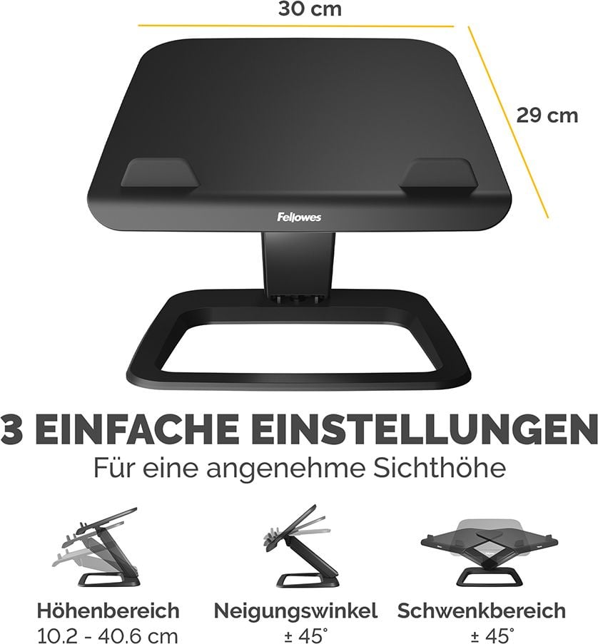 Notebookständer Fellowes Hana LT 100016994/100016995, bis 19 Zoll Laptops, Tragfähigkeit bis 4,5kg, winkel- und höhenverstellbar, Metall/Kunststoff, weiß