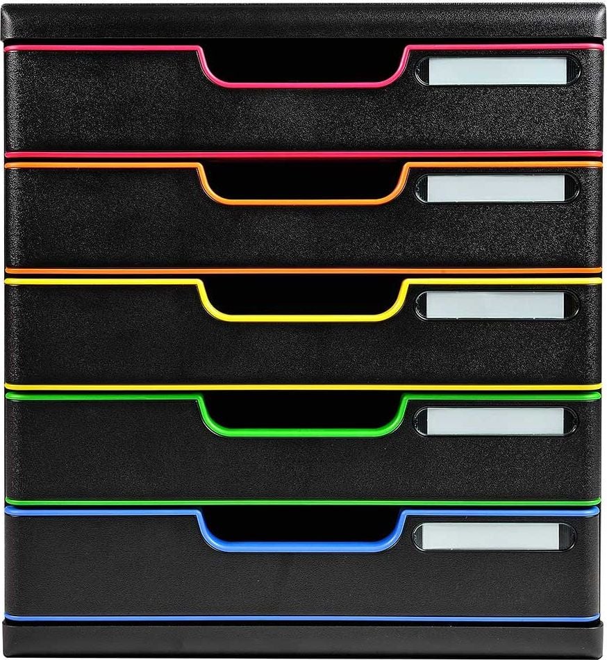 Schubladenbox Exacompta MODULO 301914D, für A4+, 5 geschlossene Schubladen,
farbig umrandete Schubladen