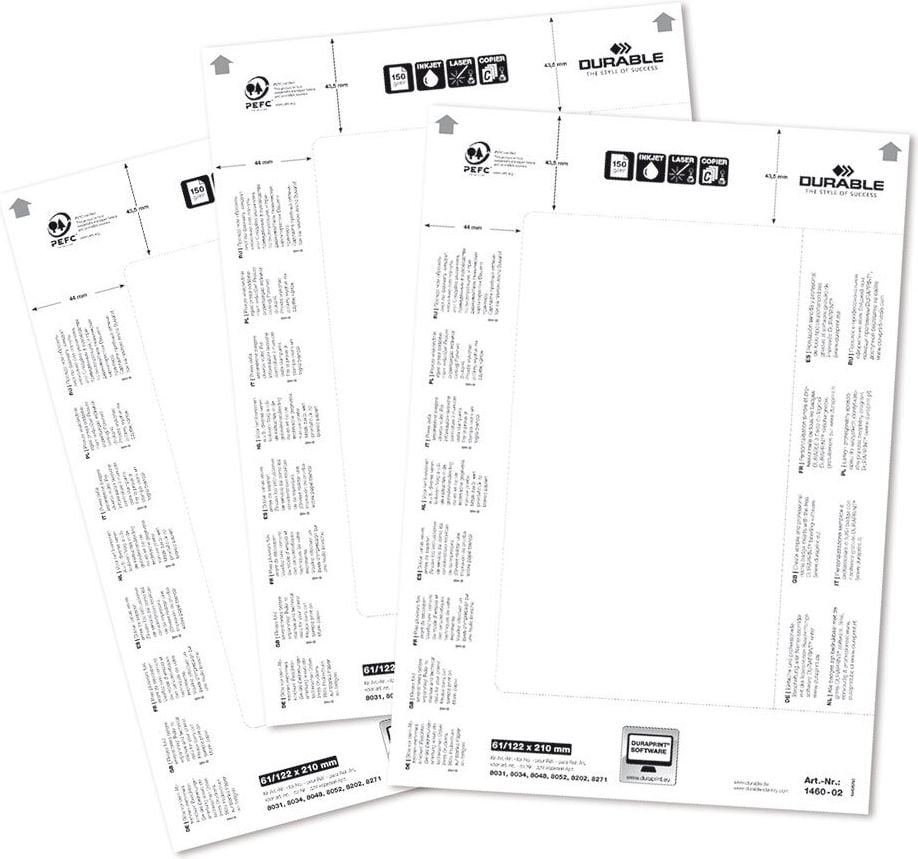 Einsteckschilder Durable BADGEMAKER 1460, 61/122x210mm, auf A4, Pack 20 Blatt/20 Stück