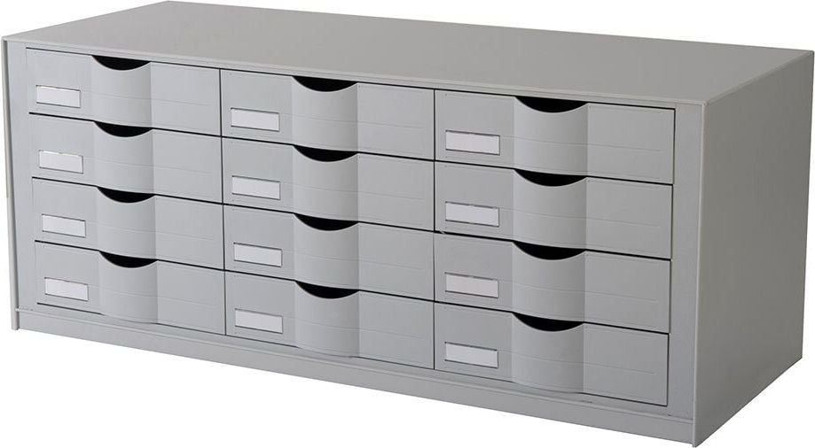 Schubladenelemente easyOffice by Paperflow 9H444L1, 12 geschlossene Schubladen, 4 Etagen, schwarz