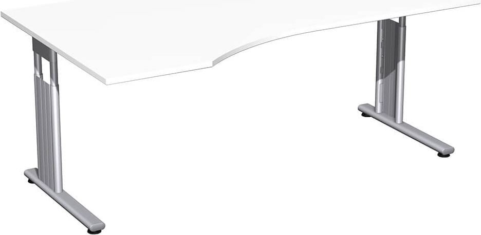 Schreibtisch Geramöbel C Fuß Flex S-617306, 180x100cm (BxT), 68-82cm Höhe, Freiform
links, C-Fuß silber, weiß