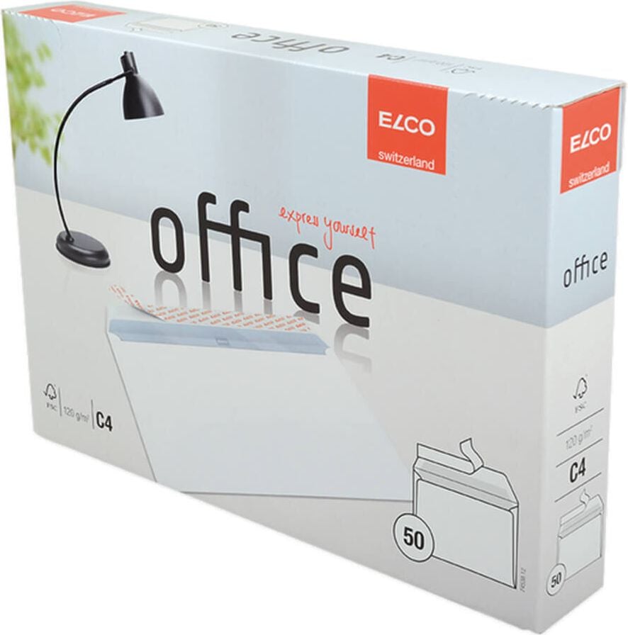 Versandtaschen C4 Elco Office Shopbox, 229x324mm, weiß, 120 g/m², Haftklebung, Pack
50 Stück