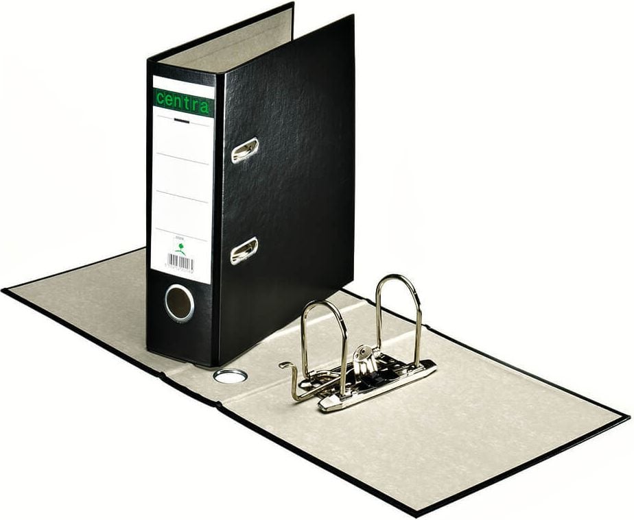 Ordner A5 hoch Centra 220206, 70mm, PP, A5 hoch, 7cm Rücken, PP-Folie, schwarz, schwarz
