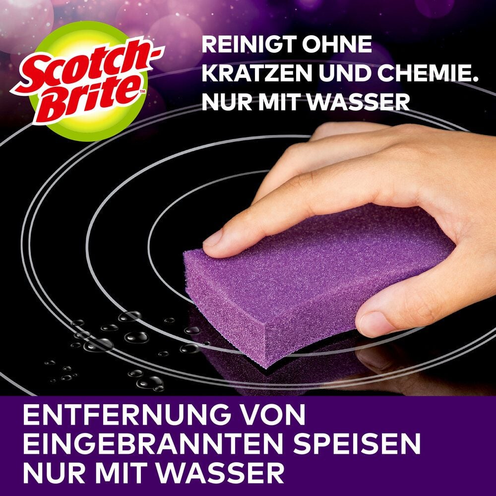 Reinigungsschwamm Scotch-Brite Glaskeramik, zur Reinigung von Glaskeramik-Kochfeldern,
nicht kratzend, chemikalienfrei,
spülmaschinenfest, Pack 3 Stück