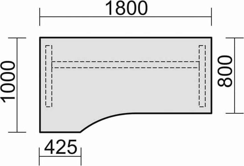 Schreibtisch Geramöbel C Fuß Flex S-618306, 180x72x100cm (BxHxT), Freiform links, C-Fuß
silber, weiß