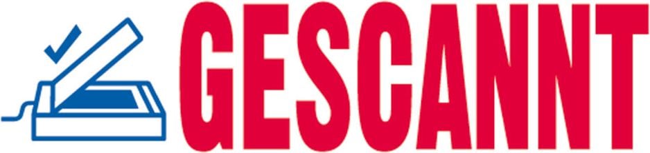 Textstempel Trodat Office Printy 4912, Text: GESCANNT, Abdruck: 47x18mm, blau/rot