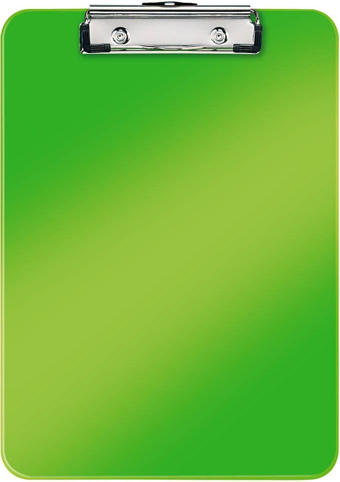 Klemmbretter Leitz WOW 3971, A4, Polystyrol, Metallklemme kurze Seite,
Aufhängeöse, WOW-Farben, grün