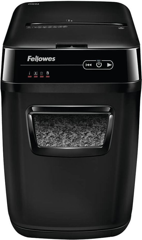 Aktenvernichter Fellowes AutoMax 200M 4656301, 2x14mm Partikelschnitt, ca. 200 Blatt,
32 Liter Behälter