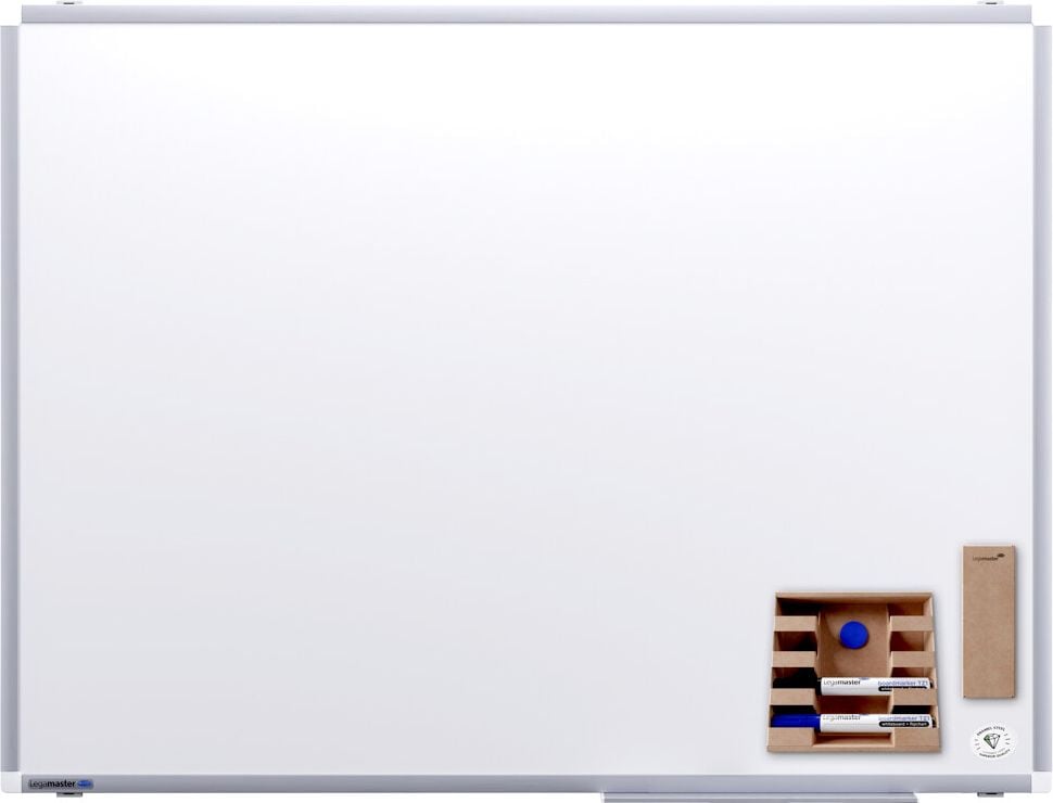 Whiteboard Legamaster Premium Plus 7-101048, 75x100cm, emailliert, trocken abwischbar, Aluminiumrahmen, Wandaufhängung, inkl. Zubehör, FSC, EU Ecolabel