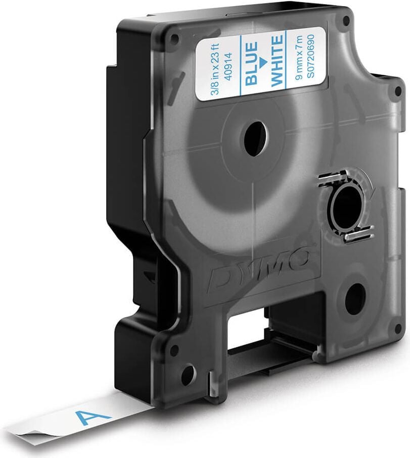 Schriftbänder Dymo D1 40914/S0720690, blau auf weiß, 9mm/7m