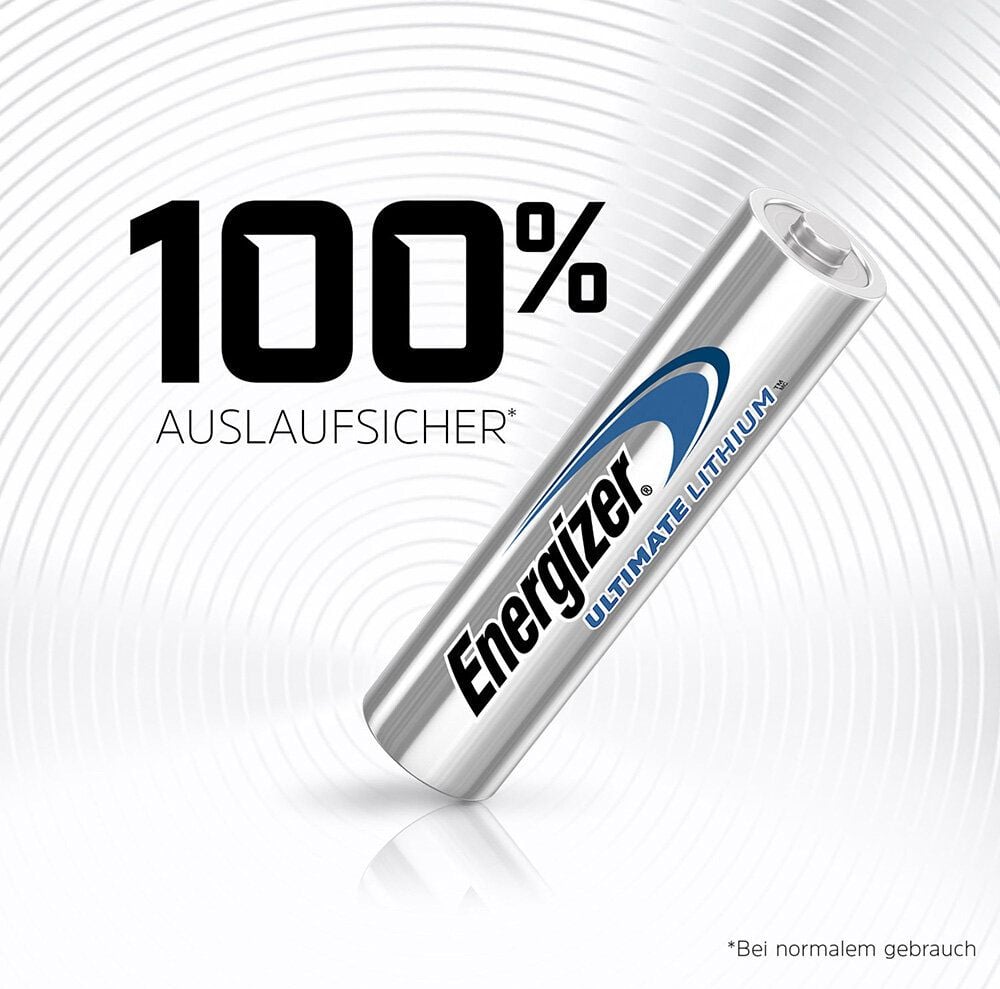 Batterien Energizer Ultimate Lithium Micro (AAA), 1,5 Volt, temperaturbeständig von −40 C bis +60 C, enthält recycelte Materialien, Pack 4 Stück