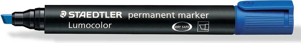 Permanentmarker Staedtler Lumocolor permanent marker 350, ca. 2-5mm, Keilspitze, blau