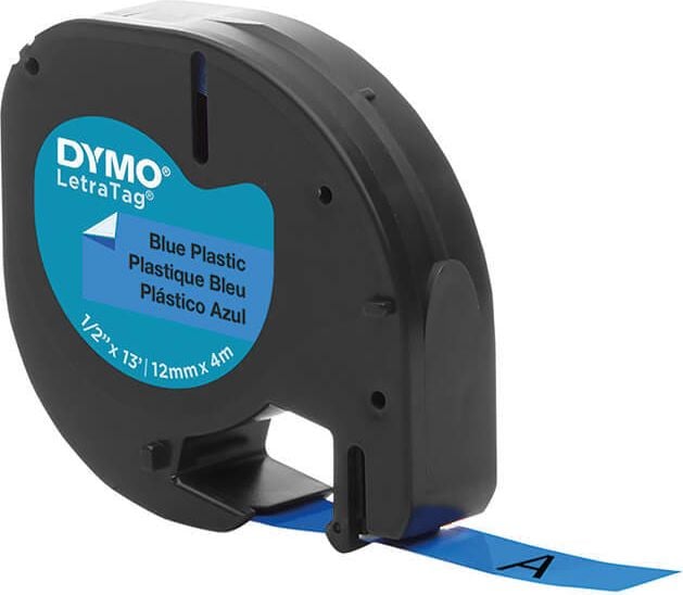 Schriftbänder Dymo LT S0721650, Plastik, schwarz auf blau, 12mm/4m