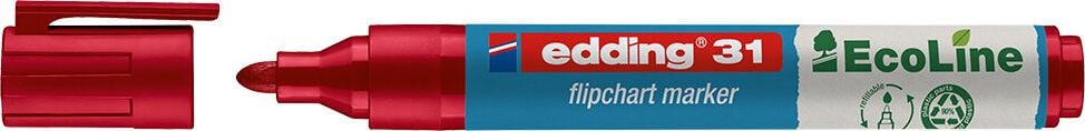 Flipchartmarker Edding 31 EcoLine, ca. 1,5-3mm, Rundspitze, Gehäuse 90% recycelter Kunststoff, rot