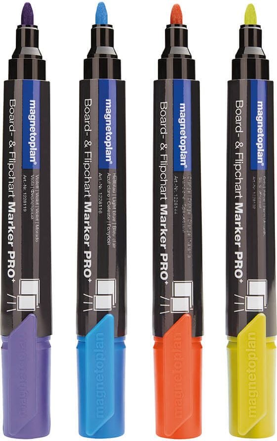 Boardmarker Magnetoplan Pro+ 1228110, ca. 1,5-3mm, Rundspitze, Etui mit 4 Farben
