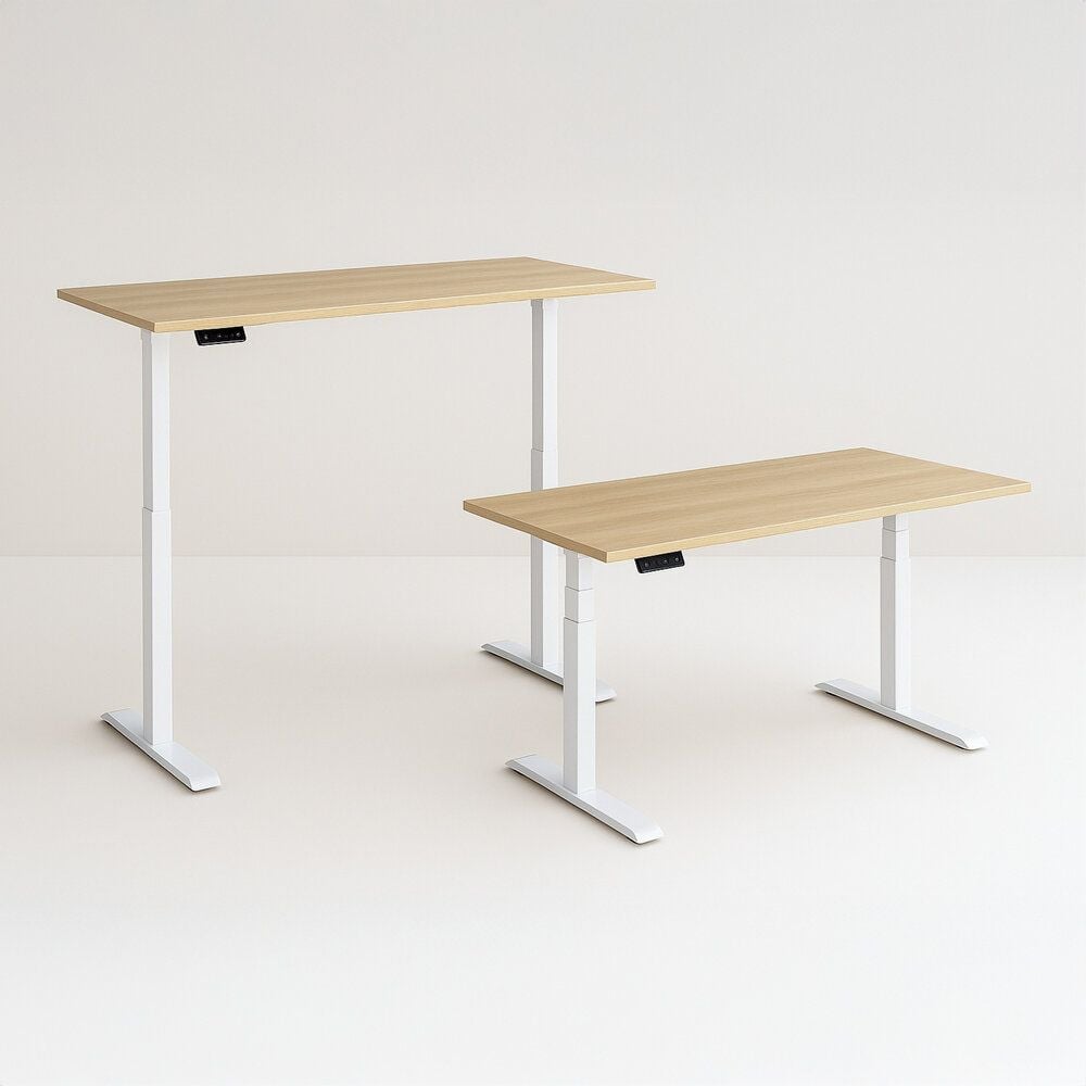 Schreibtisch a-series AS1443, 120 x 80 cm, elektrisch, 120x80cm (BxT), elektrisch höhenverstellbar, 60-125 cm Höhe, rechteckig, T-Fuß, silber, grau