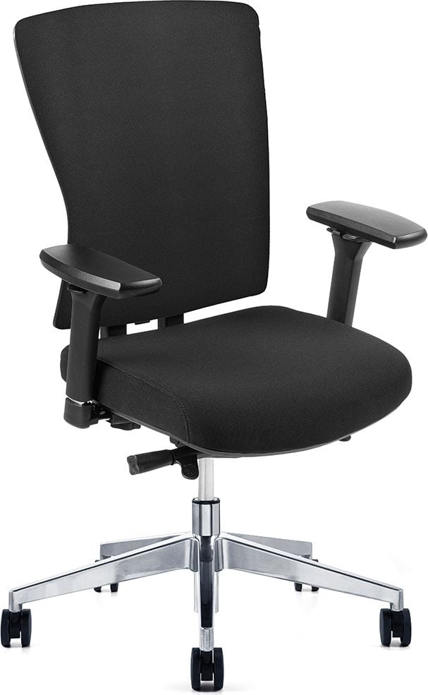Bürodrehstuhl a-series AS1533 mit Lendenwirbelstütze, hohe Rückenlehne gepolstert Polyester
schwarz, verstellbare Armlehnen, weiche
Doppelrollen, belastbar bis 130 kg