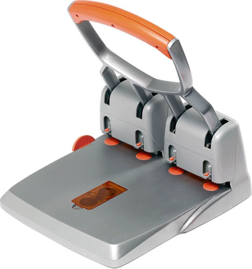 Locher Rapid Supreme Vierfachlocher HDC150/4 23223100, ca. 150 Blatt, Anschlagschiene, silber, silber