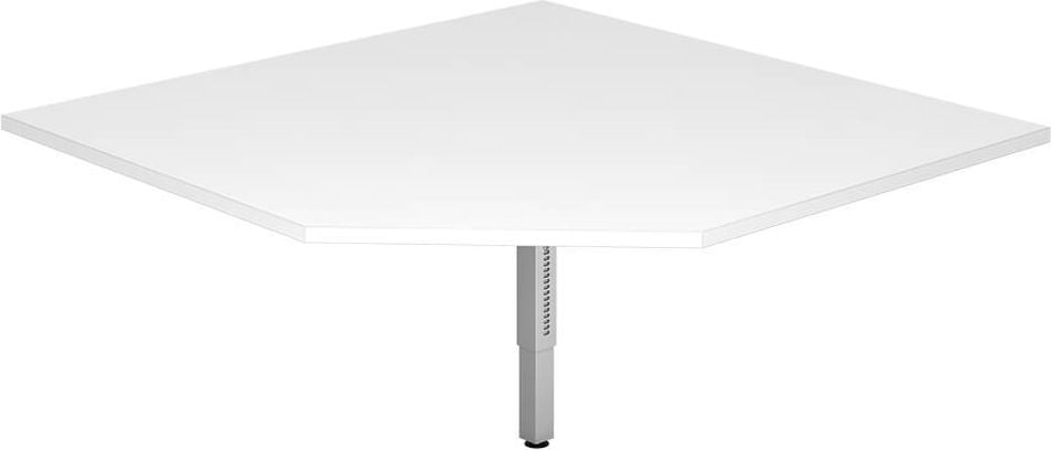 Trapezplatte Hammerbacher RT12, 120x120 (BxT), 65-85cm Höhe, Fünfeck,
Stützfuß silber, weiß