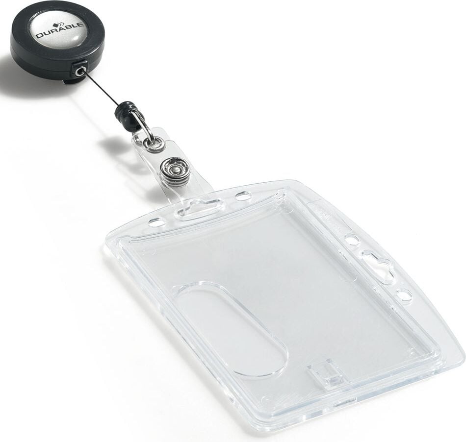 Ausweiskartenhüllen Durable 8012, 54x87mm Innenmaß, Hartbox für 1 Karte,
transparent, mit Jojo, Pack 10 Stück