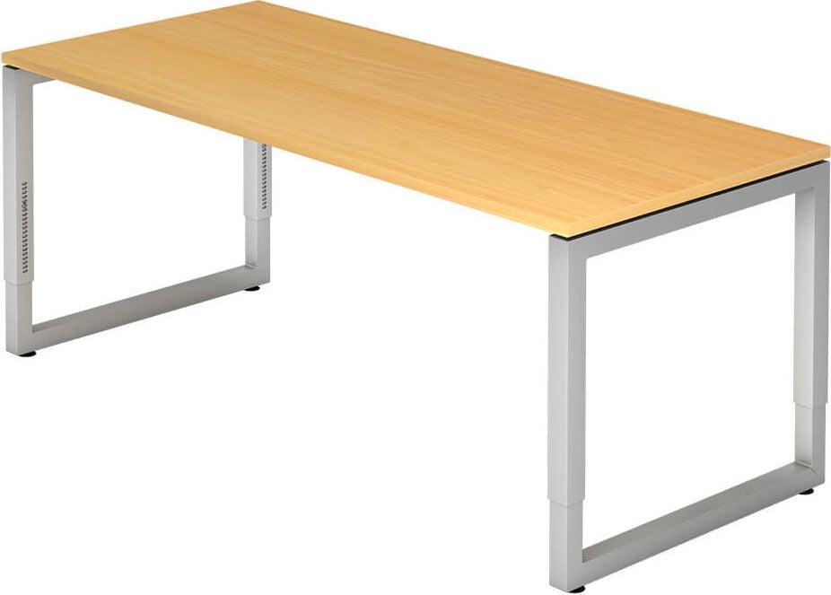 Schreibtisch Hammerbacher RS19, 180x80cm (BxT), 65-85cm Höhe, rechteckig,
O-Fußgestell eckig, buche