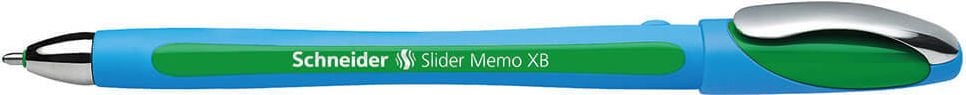 Kugelschreiber Schneider Slider Memo XB 1502, Einweg, Strichbreite XB ca. 0,7mm, Kappe mit Clip, grün