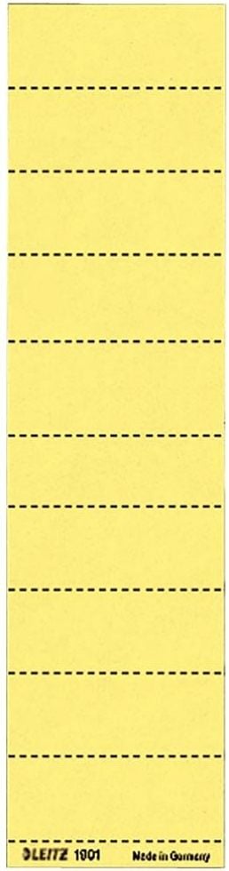 Beschriftungsschilder Leitz 1901, 60x21mm, 4-zeilig, blanko, Beutel 100 Stück, gelb