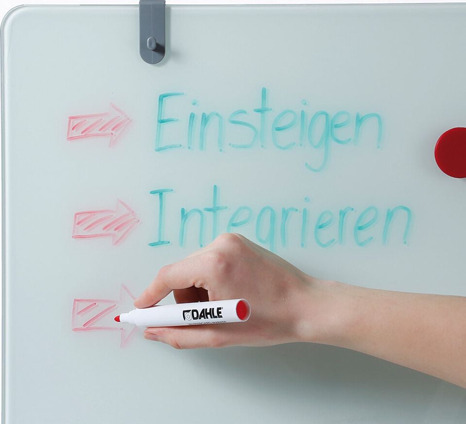 Glas-Flipchart Dahle mobil 96012, Tafel 70x100cm, Einbeinstativ mit Rollen,
silber