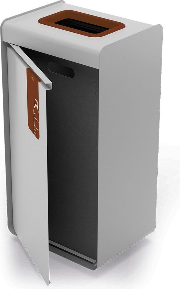 Abfallsammler Durable DURASORT 55L Bioabfall 3215, 55 Liter, Stahl, Innenbehälter Kunststoff, rechteckig, Behälter grau, Einwurfring braun