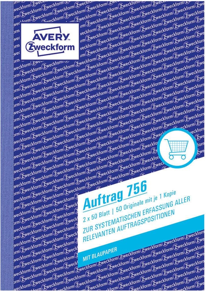 Auftragsbuch Zweckform 756, DIN A5 hoch, Block 2x50 Blatt