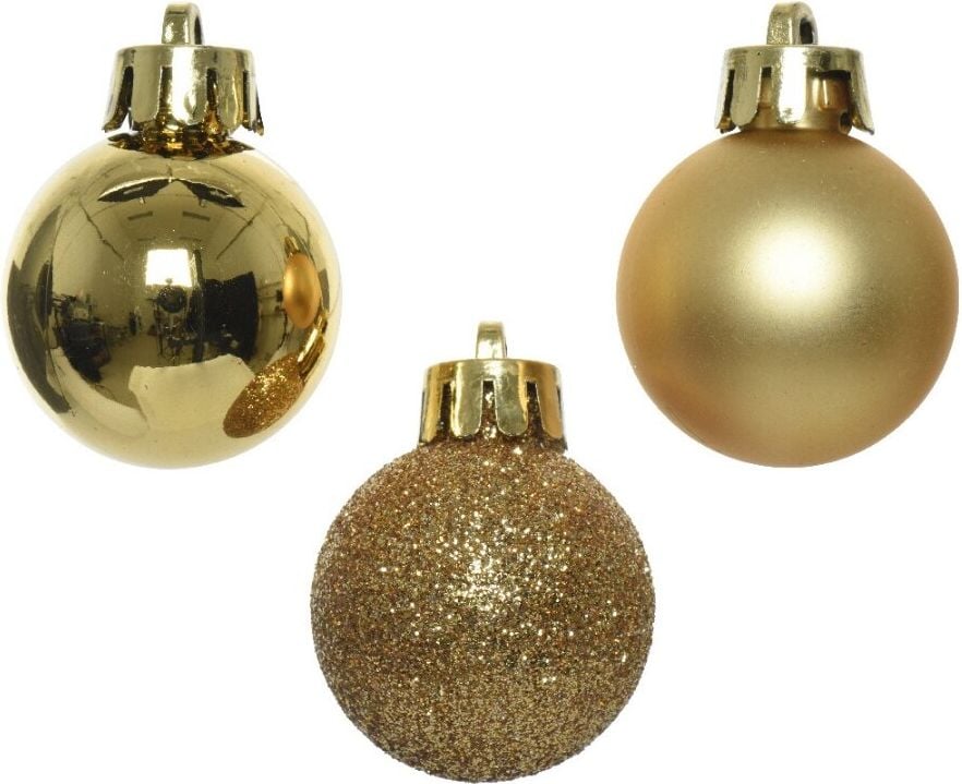 Weihnachtskugeln DECORIS, 3cm Durchmesser, Polystyrol, Pack 14 Stück, gold