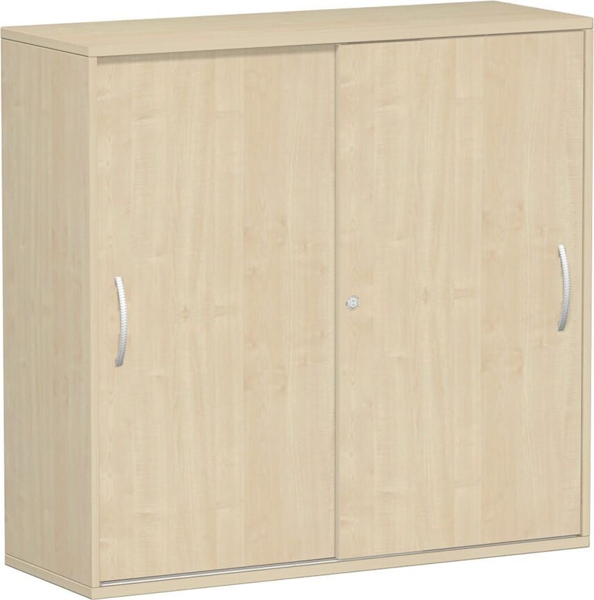 Aktenschrank Geramöbel Flex S-312353, 120x118,2x42,5cm (BxHxT), 2 Schiebetüren, 2
Fachböden, 3 Ordnerhöhen, Bogengriff,
abschließbar, ahorn
