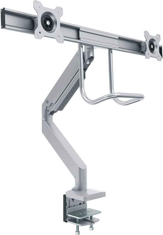 Monitorhalter Fellowes Eppa Dual Crossbar, 1 Arm, für 2 Monitore, Tragfähigkeit bis zu
16 kg, Klemmhalterung, silber