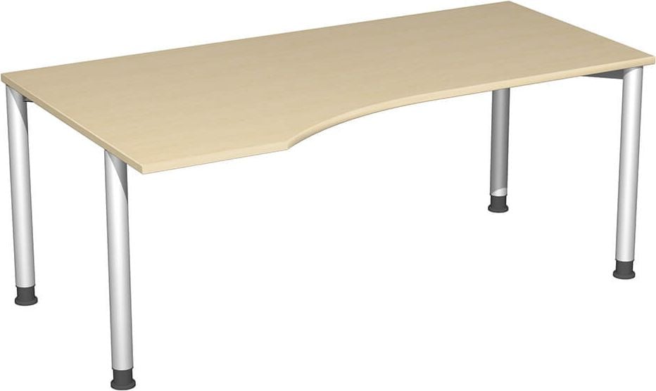 Schreibtisch Geramöbel 4 Fuß Flex S-555306, 180x100cm (BxHxT), 68-80cm Höhe, Freiform
links, 4-Fuß silber, ahorn