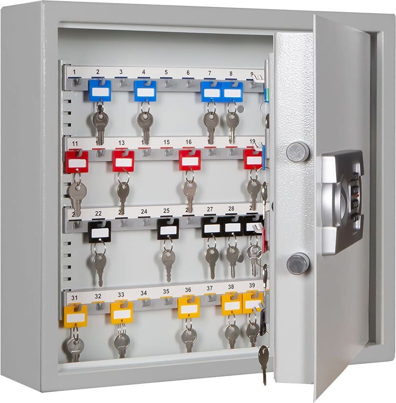 Schlüsselschrank Format SLE 80 001351-00000, für 80 Schlüssel, Elektronikschloss, Stahlblech, hellgrau, hellgrau