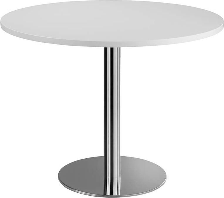 Besprechungstisch Hammerbacher STF10, 100cm Durchm, 75,5cm Höhe,
Chromsäule, weiß