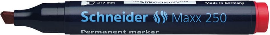 Permanentmarker Schneider Maxx 250, ca. 2-7mm, Keilspitze, wasserfest, rot