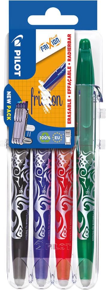 Tintenroller Pilot FriXion Ball BL-FR7-S4-1 Set2Go 2260SG4E, ca. 0,4mm, radierbar, Etui mit 4 Farben