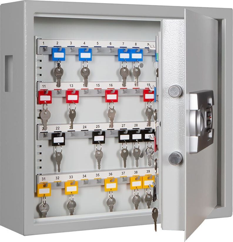 Schlüsselschrank Format SLE 80 001353-00000, für 80 Schlüssel, Einwurfschlitz, Elektronikschloss, Stahlblech, hellgrau, hellgrau